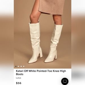 Lulus Katari Off White Pointed-Toe Knee High Boots